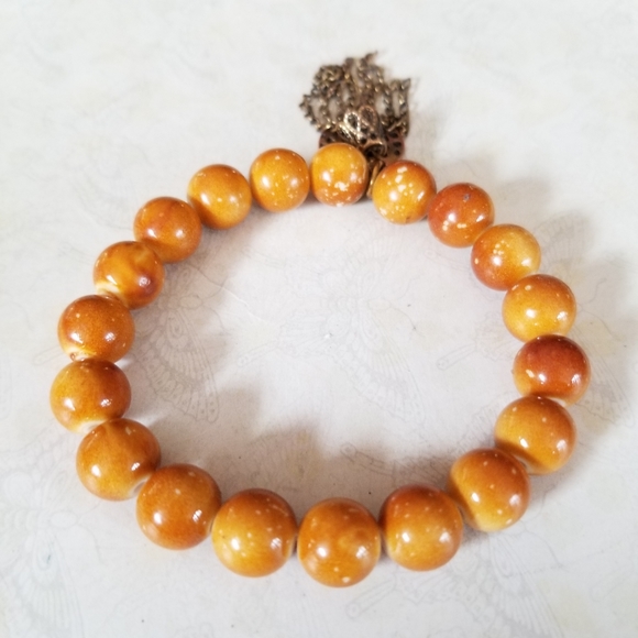 Hand Crafted Boho Beaded Gold Tone Charm Stretch Bracelet - Picture 13 of 16